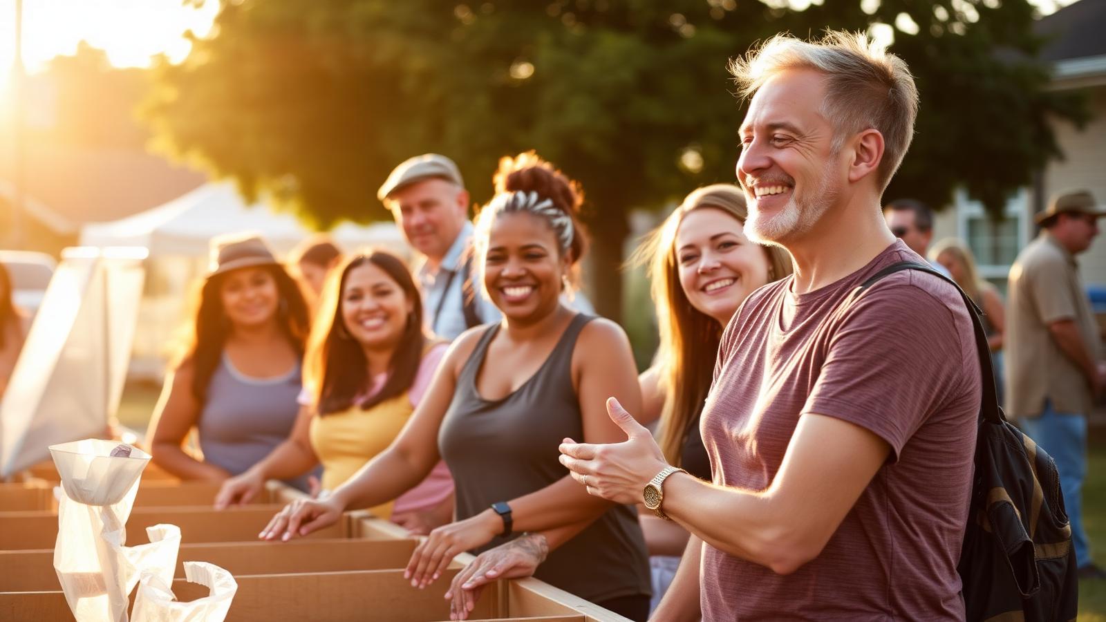 American Crest Bank employees and community members at a volunteer event